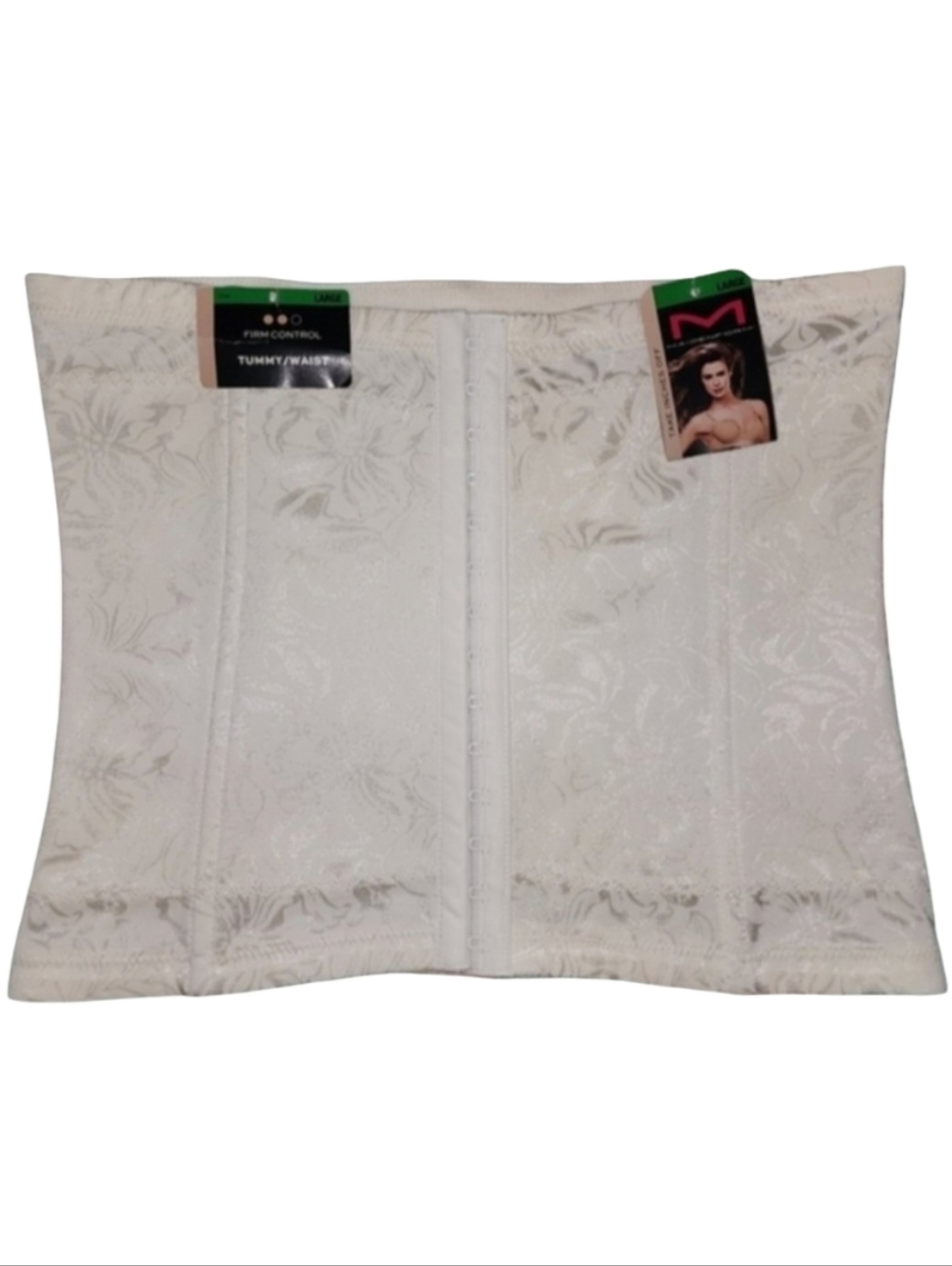 MAIDENFORM Floral Waist Nipper Shapewear White Size L NWT Corset Cincher 6868